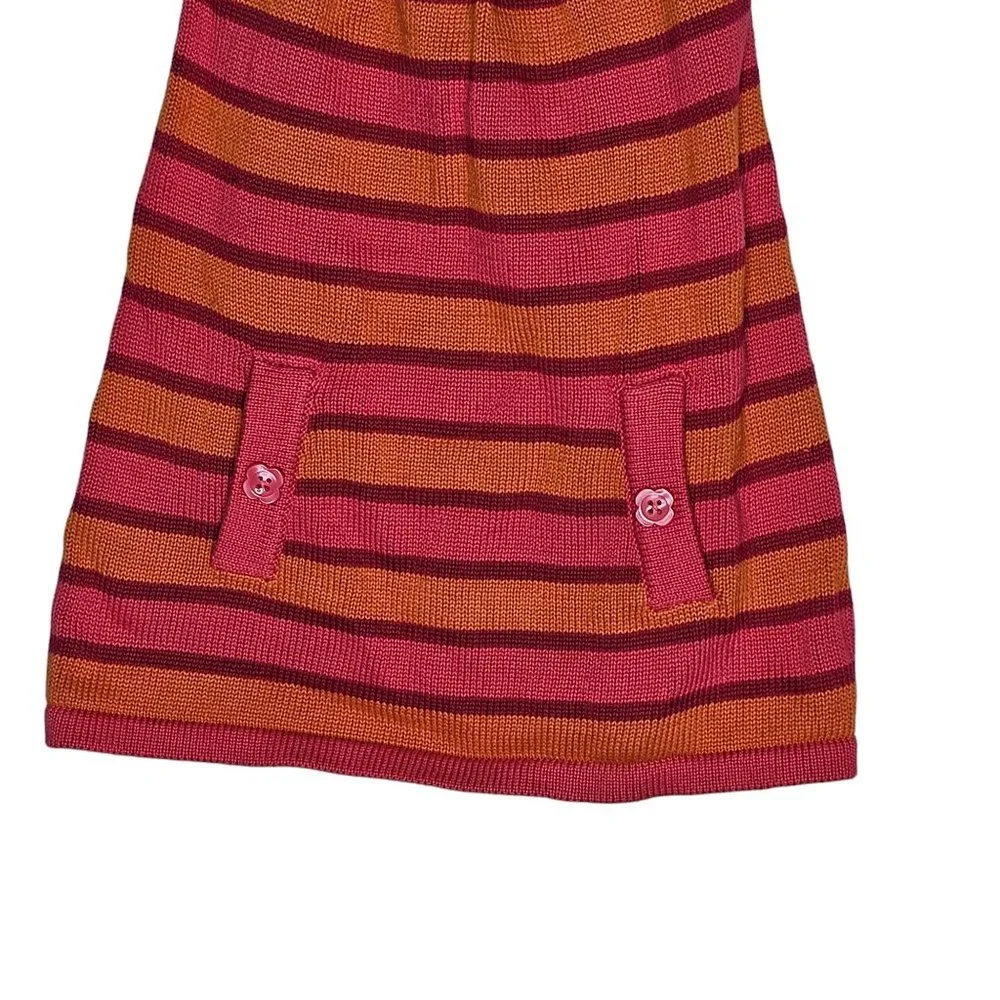 Gymboree FALL‎ HOMECOMING Pink Orange Striped Sweater Jumper Dress 4T